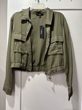 Lulus- Wilfred Olive Utility Jacket with Drawstring Hem- S